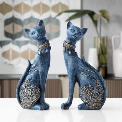 Фигурка декоративной смолы, статуя кошки для украшения дома, европейский креативный свадебный подарок, фигурка животного, домашний декор, скульптура