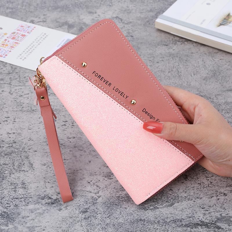 Fashion Women's Wallets Pu Leather Long Sequins Patchwork Glitter Wallet Coin Purse Female Wallets Girls Gifts
