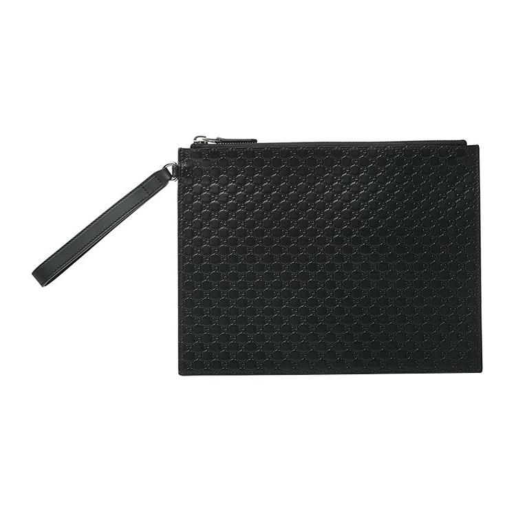 GUCCI GG Cow Leather Storage Bag Wrist Bag Clutch Regular Mens Black