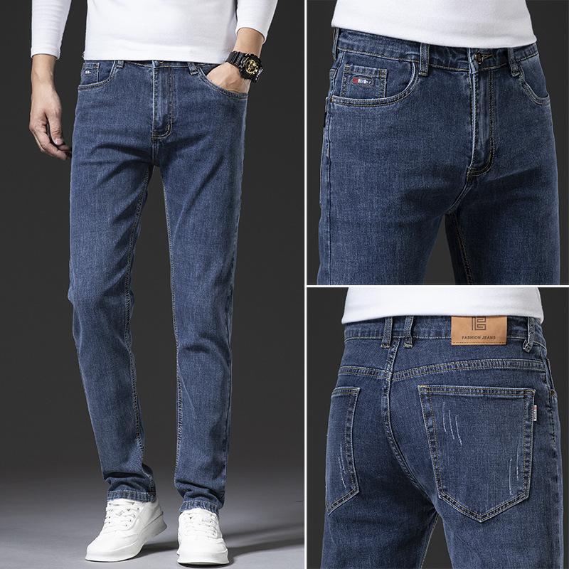 Autumn Men'S Stretch Jeans Thick Loose Small Straight Pants Men'S Versatile Casual Pants
