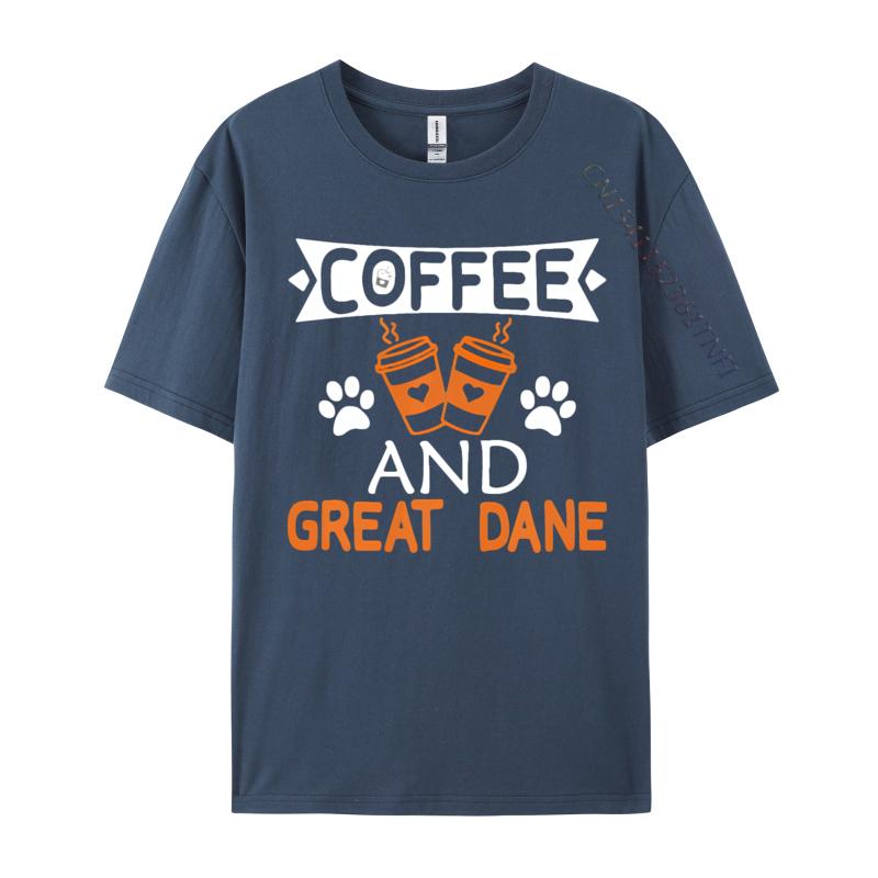 Coffee And Great Dane Dog Lover Cute Tshirts Cotton Tops Shirts for Men Customized T Shirt Japan Style Graphic
