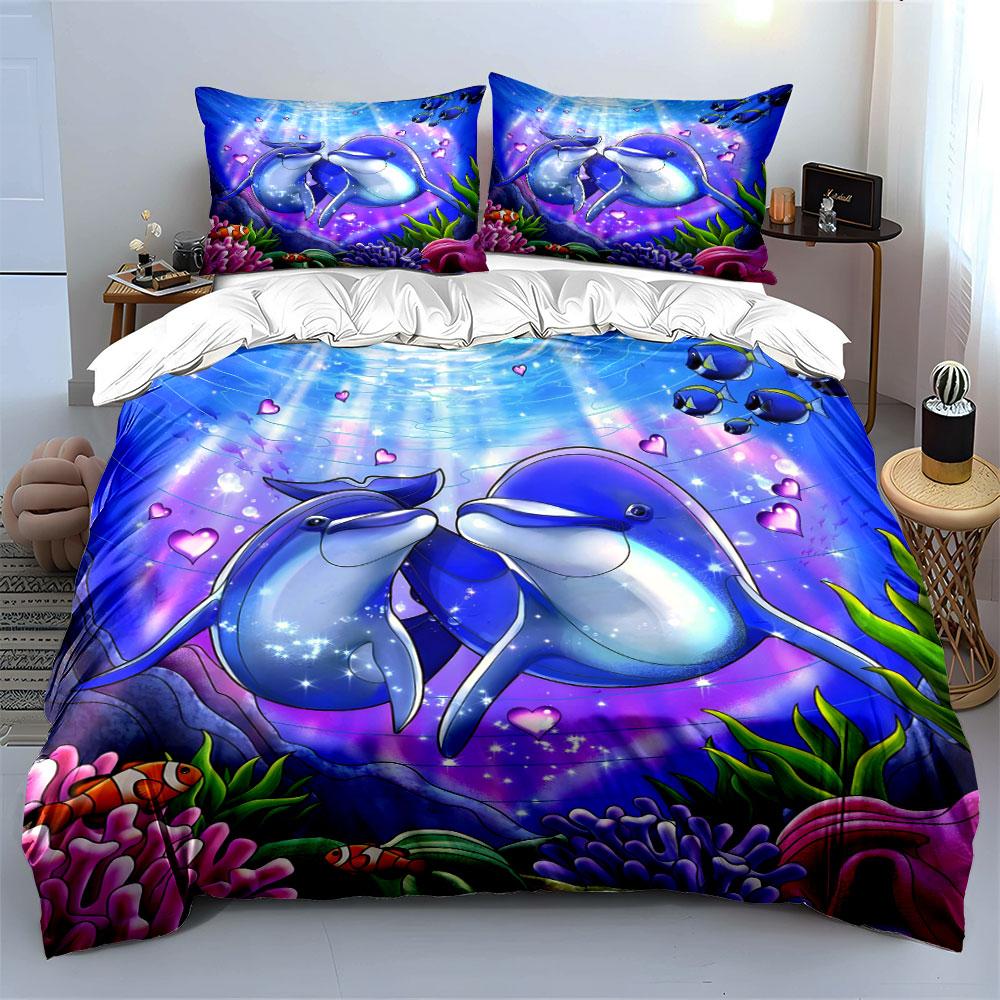 "Dreamy Dolphin Universe" Bedding sets Duvet covers Pillowcases(1* Duvet Cover 2* Pillowcases without duvet insert)