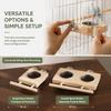 Double Bowl Bird Feeder Accessory Wooden Perch Stainless Steel Food Cup  For Parakeets