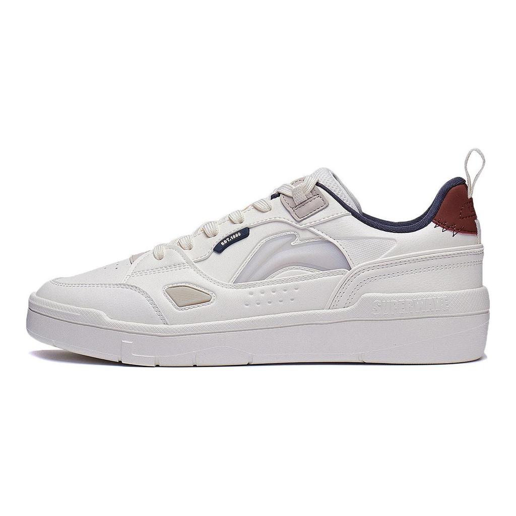 Li Ning Common 80-е Износостойкие И Легкие Низкие Скейтбордические Кроссовки Мужские Белые AGCT227-1