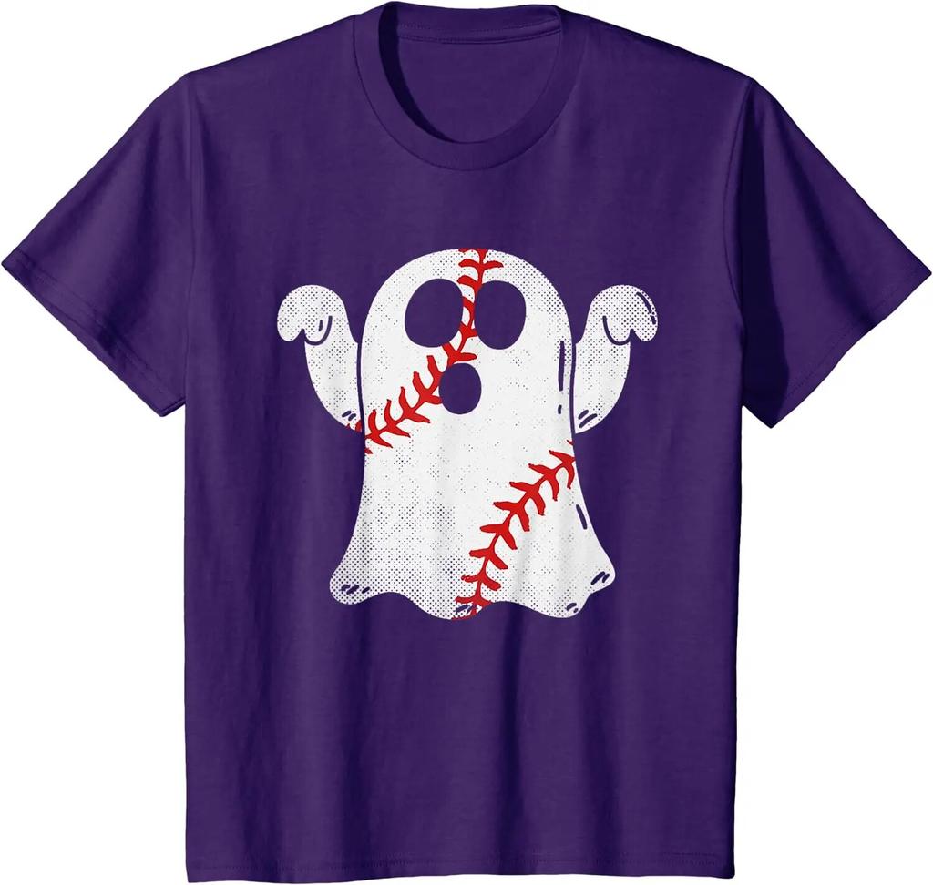 Бейсбольный дизайн, костюм на Хэллоуин, футболка с изображением призрака для любителей бейсбола для женщин унисекс, короткие повседневные хлопковые повседневные футболки для четырех сезонов