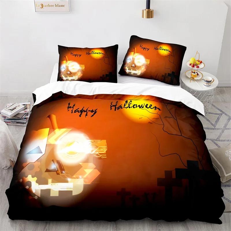 Хэллоуин тыква ужас фестиваль летучая мышь комплект постельного белья мальчики девочки близнецы размер Queen пододеяльник наволочка кровать дети взрослые