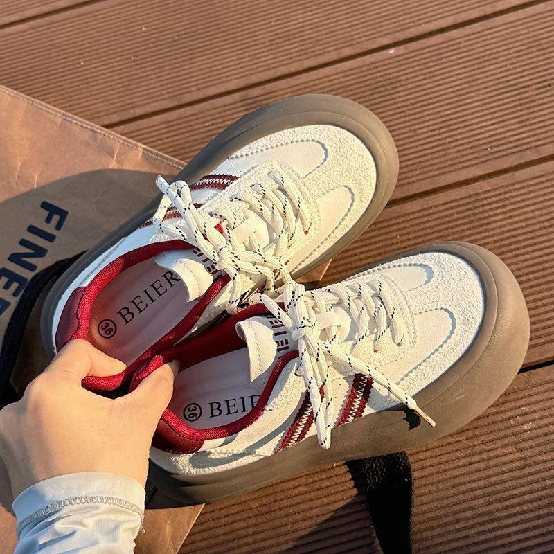 Американская Анкара Красный Немецкие тренировочные туфли женская платформа 2025 весна новая повседневная интернет-знаменитость универсальный кампусный стиль хлебные туфли