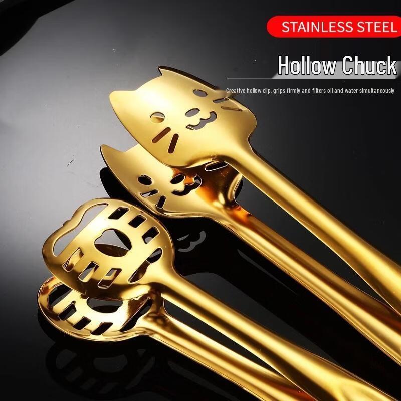 abdo 304 Stainless Steel Gold Butterfly Food Tongs