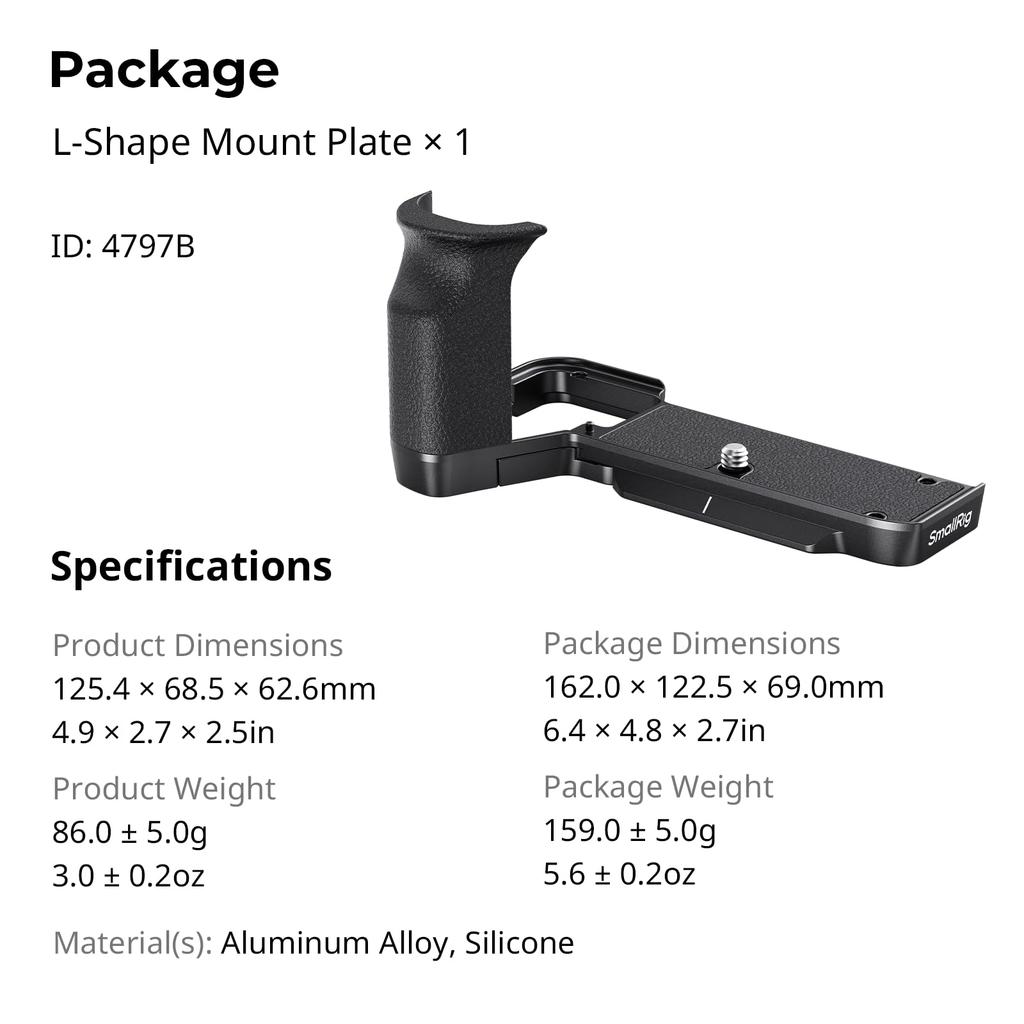 SmallRig A7C Hand Grip Grip for Sony Alpha 7C 7CR Arca Quick Release Plate Lightweight Silicone Side Handle for Quick Tripod Shooting 4797B II/A7CR