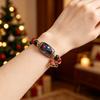 Metal Pendant Bracelets Christmas Story Beaded Bracelet, Bracelet with Santa Reindeer Snowman House Candy Comfortable Elastic Cane Tree Pattern,