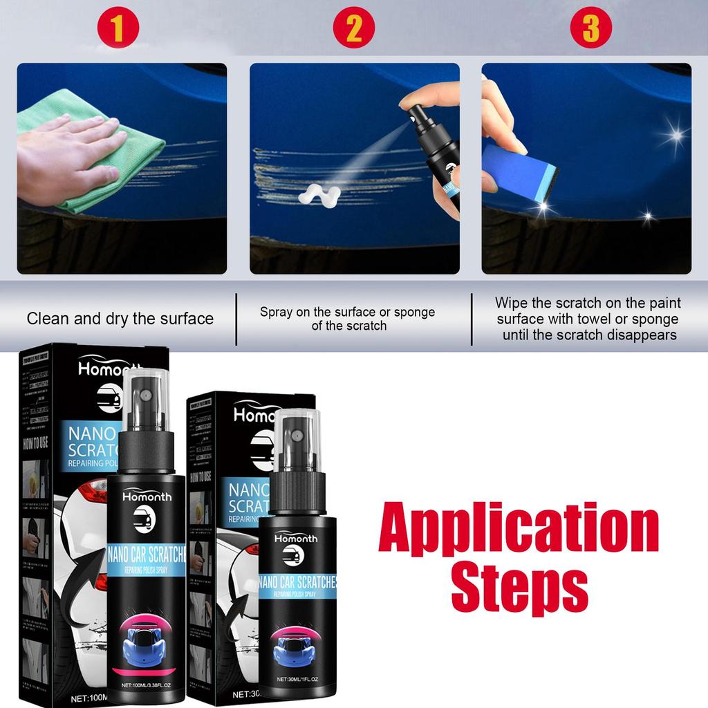 Homonth Scratch Repair Spray Car Scratch Refurbishment Cleaning Repair Brightening Maintenance Paint Care 1set