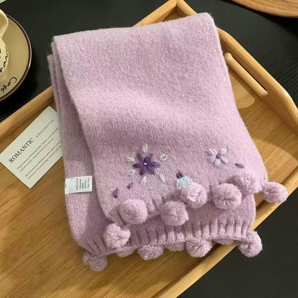 Polyester Winter Knitted Scarf 180cm x 12cm Thick Warm Neck Warmer For Women