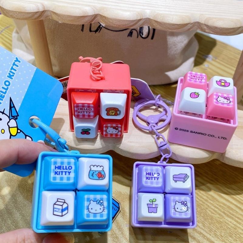 Светодиодный брелок-игрушка-антистресс Hello Kitty, Милый мини-клавиатура-подвеска, Кавайный мультяшный брелок для сумки, Подарок для снятия стресса