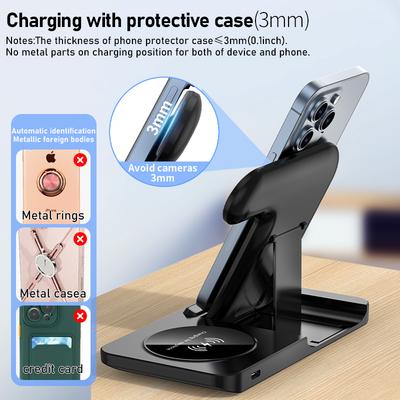 3 в 1 складная беспроводная зарядная подставка для iPhone 15 14 13 12 Pro Max Mini iWatch AirPods 3/2 быстрая зарядная станция держатель док-станции