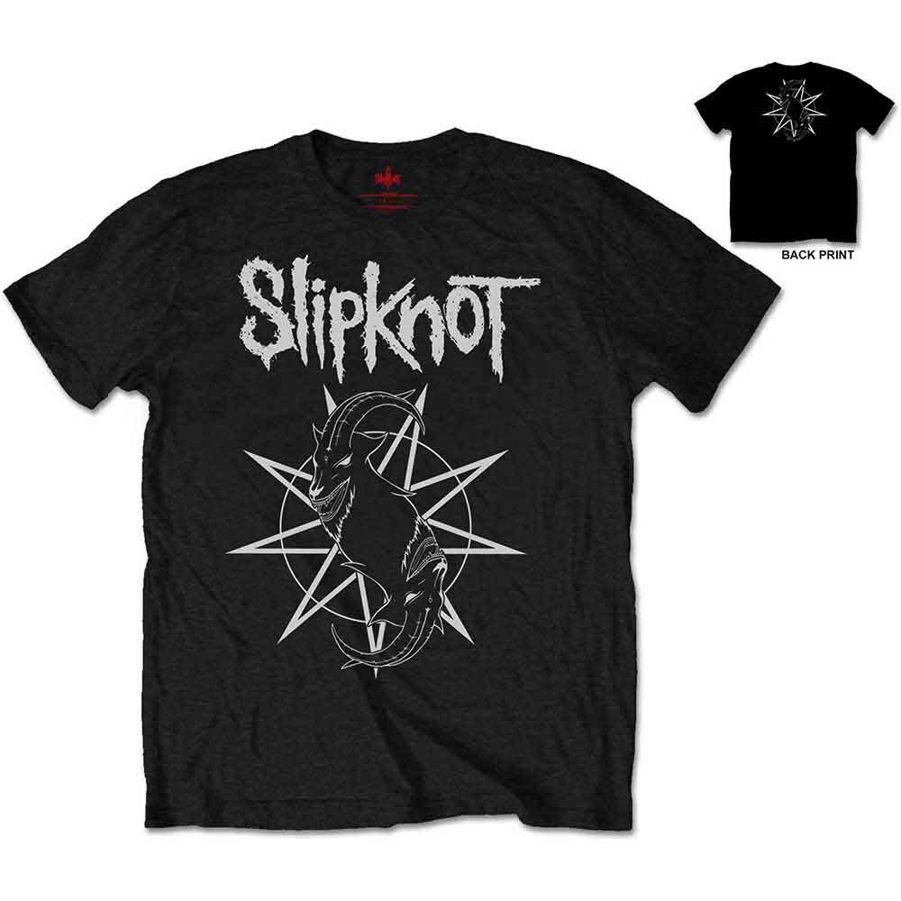 Мужская футболка Slipknot Черный Козел Звезда Логотип Группы Металл Короткий Рукав Официальная-L