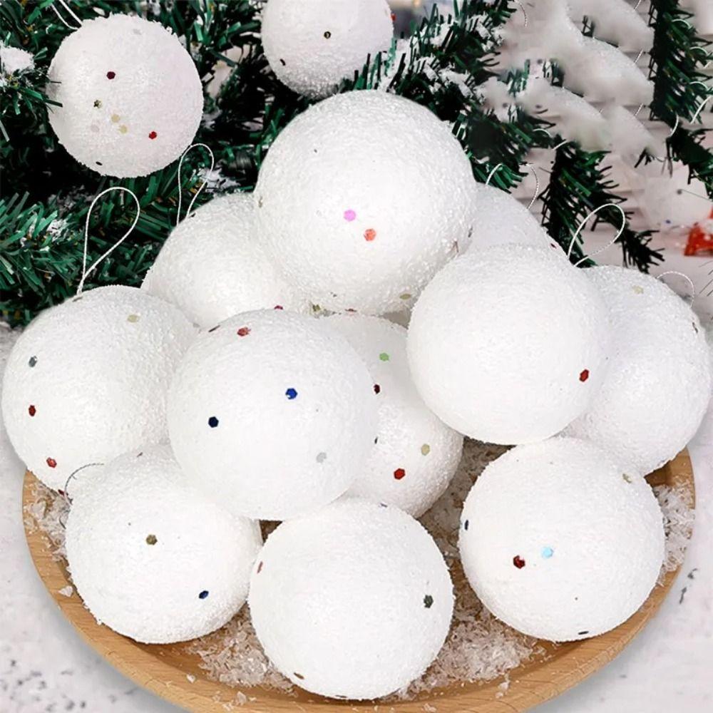6 шт. Свадебные Рождественские украшения для елки Белые пенопластовые подвесные шары Новогодние праздничные принадлежности
