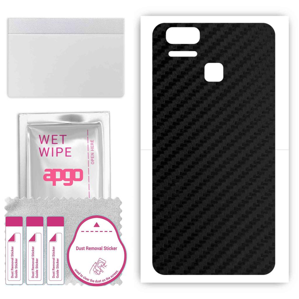 apgo Protective Skin Sticker for the Back Compatible with Asus Zenfone 3 Zoom ZE553KL Zoom S, Wrap Film, Foil, Vinyl - Pattern Carbon Black