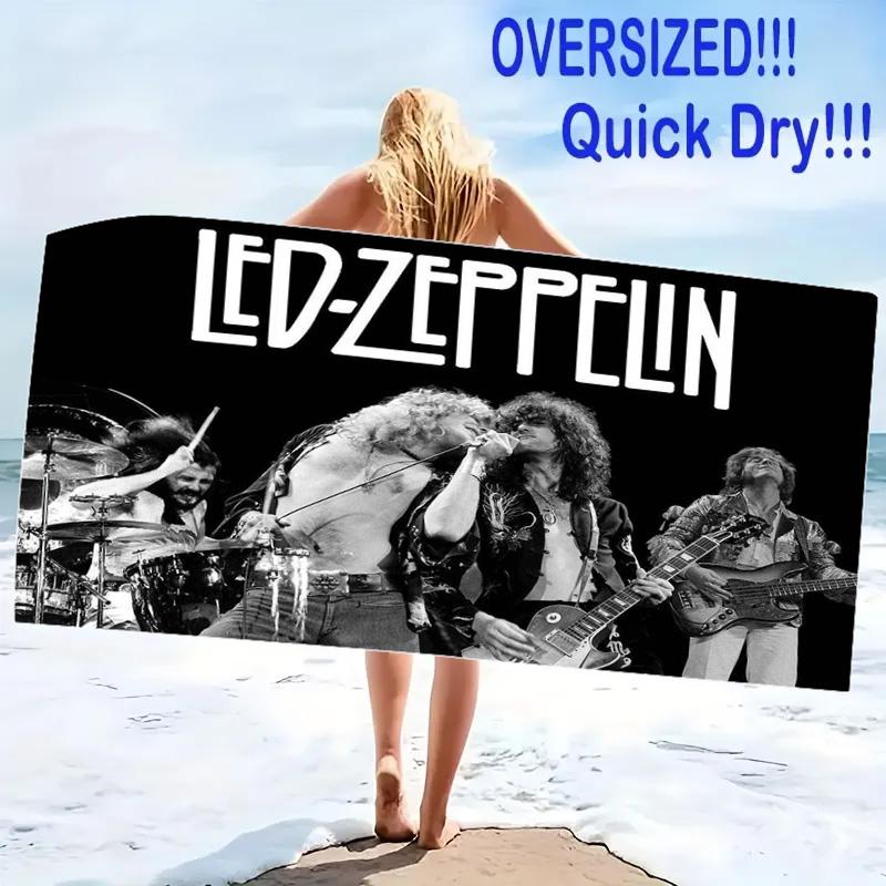 Led Zeppelin Print Beach Towel, Large Soft Quick Dry Towel for Beach Camping Swimming