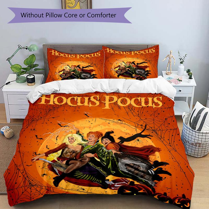 Hocus Pocus Halloween Magic Print 3Pcs Bedding Setduvet Cover With 2 Bedropillowcase Home Birthday Gift