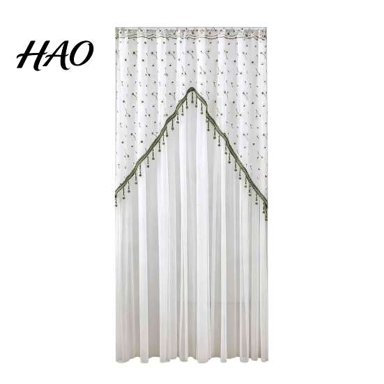 Nail Free Installation Door Curtains Sheer Floral Curtain with Beads, Lace Embroidered Gauze Room Dreamy Hazy Light Divider, Rod Pocket Doorway