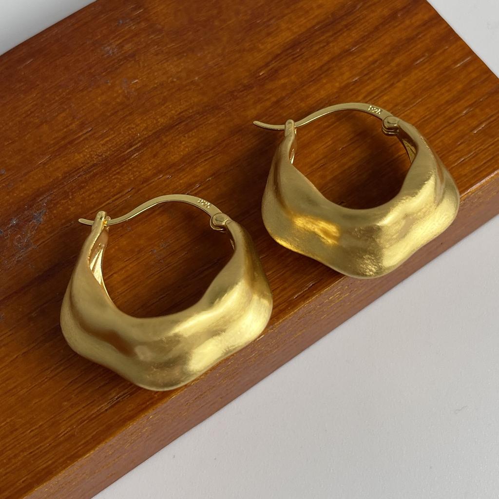 925 Sterling Silver Vintage Earrings For Women Trendy Simple Gold Heavy Earring Jewelry Prevent Allergy Party Accessories Gift
