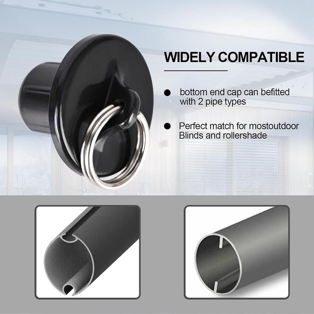 Universal 3-Pack Bungee Pull Ring End Cap Kit,Replacement Shade Parts for Exterior Sun Shades Outdoor/Indoor Roller up Blinds (Black)