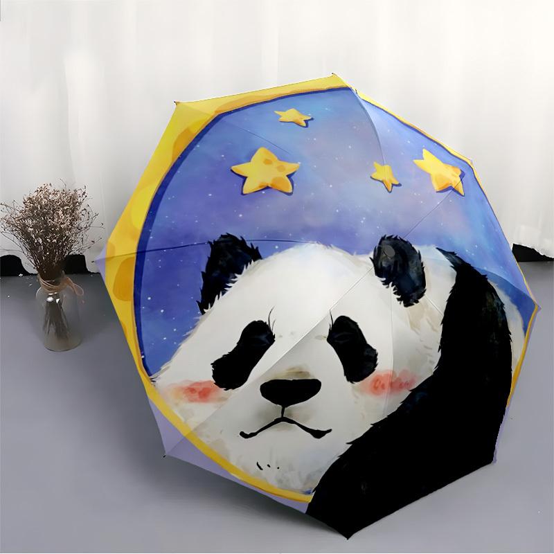 1pc Panda Moon Automatic Open/close Umbrella, 8-Rib sturdy structure, Auto Folding/Opening, Portable Travel Umbrella for Women,137
