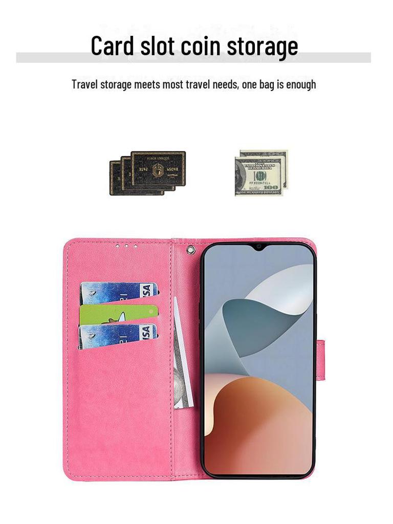 Чехол-книжка из кожи с тиснением «Бабочка» для ZTE Blade A54