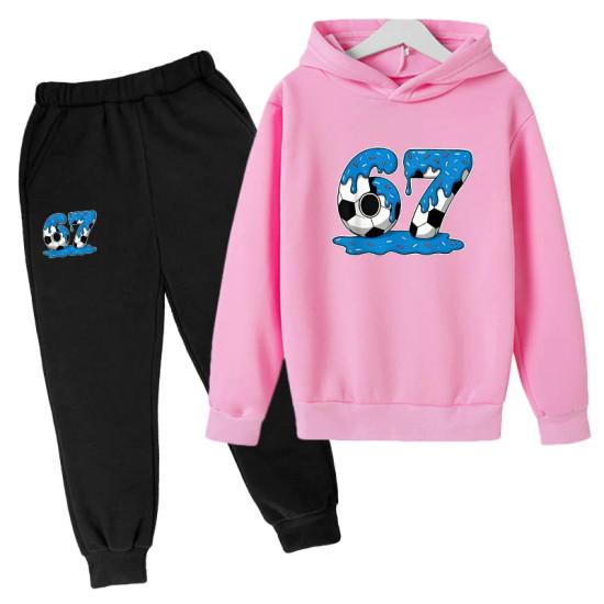 Fashion 67 Kid's Clothes Hoodie+Pants Suit Spring Autumn six seven meme Tracksuit 2pcs Set 3-12 Years Children zipper hoodies