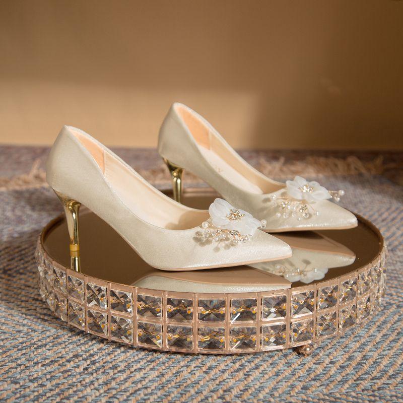 Одежда для свадебного показа, свадебная обувь, свадебное платье 2024 года, новые китайские туфли на высоком каблуке, беременные женщины носят тосты, не уставшие от тонких каблуков