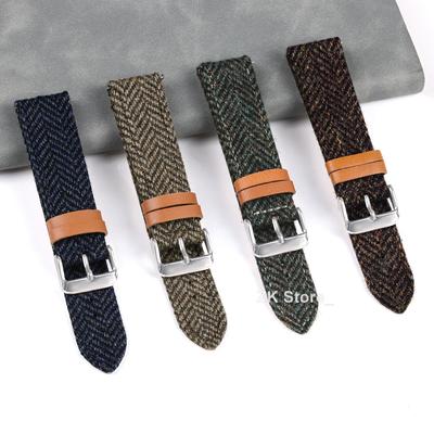 18мм 20мм Ремешок для часов из натуральной кожи и нейлона 22мм Винтажный плетеный браслет Мужской Женский Быстросъемный Наручный ремешок для Huawei Watch