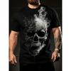 Men's 3D Skull Print T-Shirt - Gothic Edgy Style Short Sleeve Crew Neck Tee with Skull, Machine Washable Regular Fit Suitable for Summer Outdoor