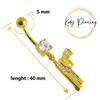 KODY PIERCING Navel Jewelry Colt Pistol Gold Plated Inlaid with Zirconium 10mm