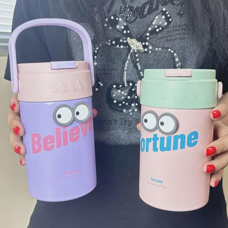 Innovative 316 Stainless Steel Straw Thermos: Portable Tea-Separation Vacuum Cup for Flowers and Tea