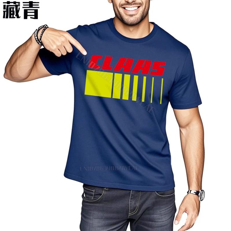 Tshirts for Unisex Vintage Crew Neck Tshirt Claas Logo On Black Daily Wear Trendy Tshirt Fashion Comfortable Round Neck Tee
