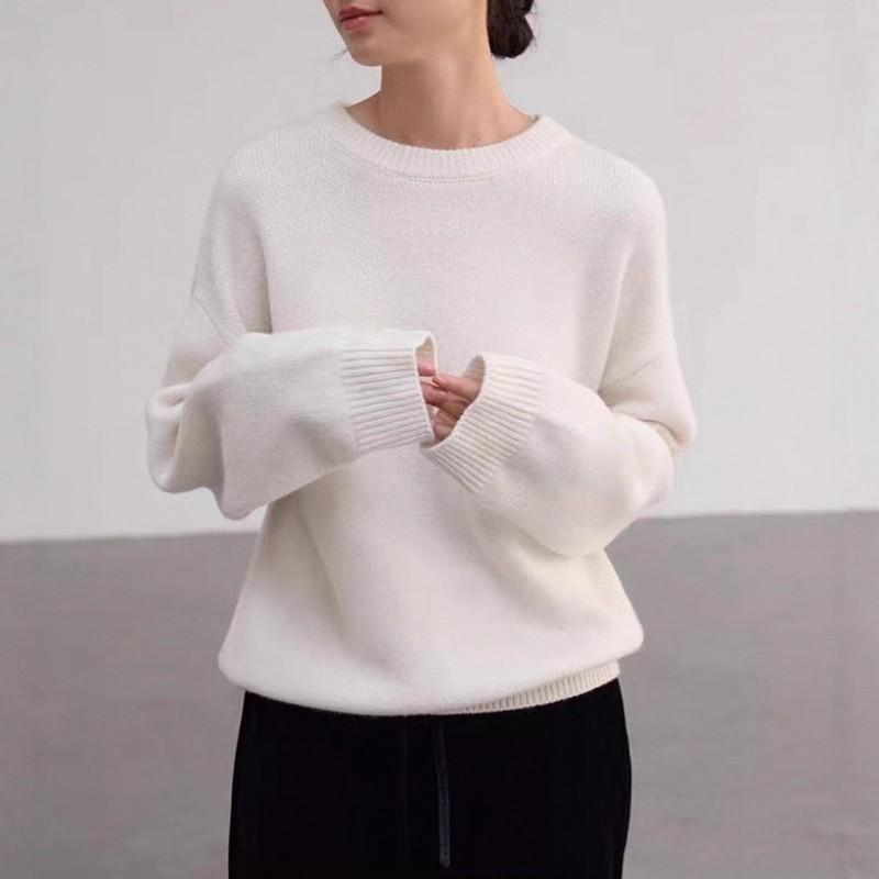 Womens Oversized Crewneck Knit Sweater Soft Fuzzy Acrylic Blend Loose Fit Long Sleeve Winter Top