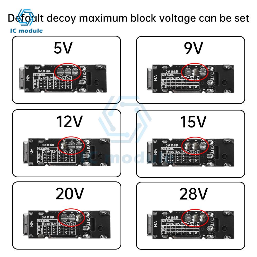 140W 5A Type C PD3.1 Fast Charge Trigger Board 28V/20V/15V/12V/9V/5V Voltage Triggers Support QC AFC FCP