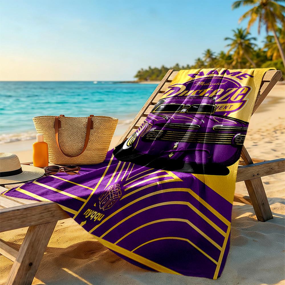 Truck Racing3 Customizable Name Beach Towel Super Soft Microfiber Quickdry Fabric Suitable for Swimming Gym Camping Yoga Vacation