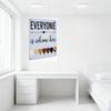Light Blue Distressed Wooden Sign, 'Everyone (with Stylized E) is Welcome Here' with Hearts & Rainbow LGBTQ+ Pride Symbol, Metal
