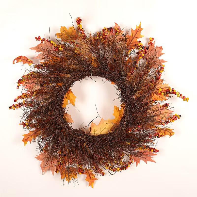 Leaf Wreath Decor Thanksgiving Christmas Home Outdoor Wall Hanging Festival Decoration