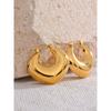 Yhpup Rust Proof Stainless Steel Geometric Chunky Unusual Hoop Earrings for Women Gold Color PVD Texture Charm Stylish Jewelry