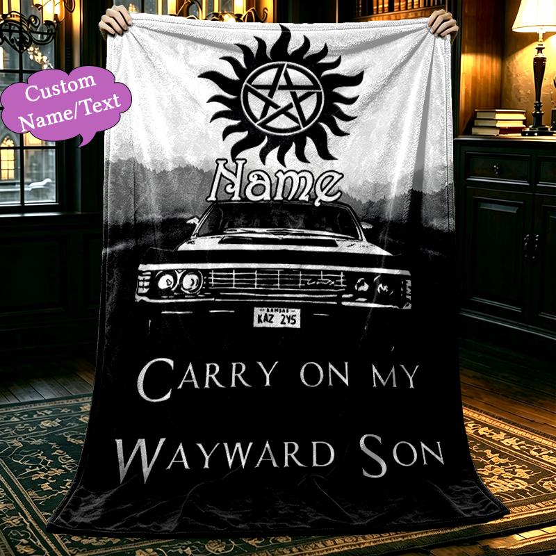 1pc Supernatural Teleplay Theme (2) Blanket, Home Printed Throw Blanket - Soft Blanket Gift for Family, Washable Sofa Bed Blanket