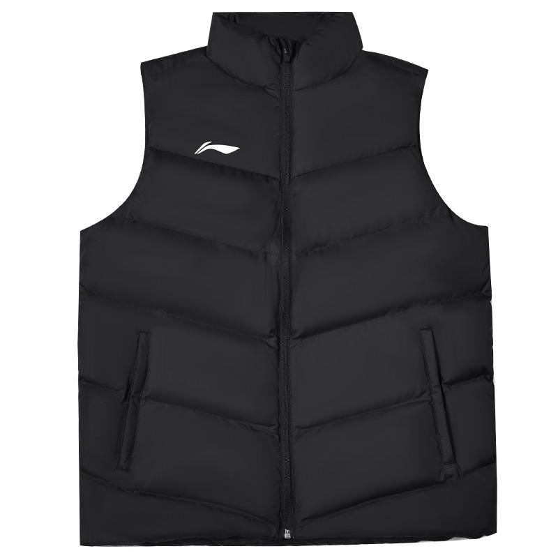 Li-Ning Серия Sport Lifestyle Однотонный жилет-ветровка на молнии с воротником-стойкой Свободный крой Унисекс Черный YMMU007-3