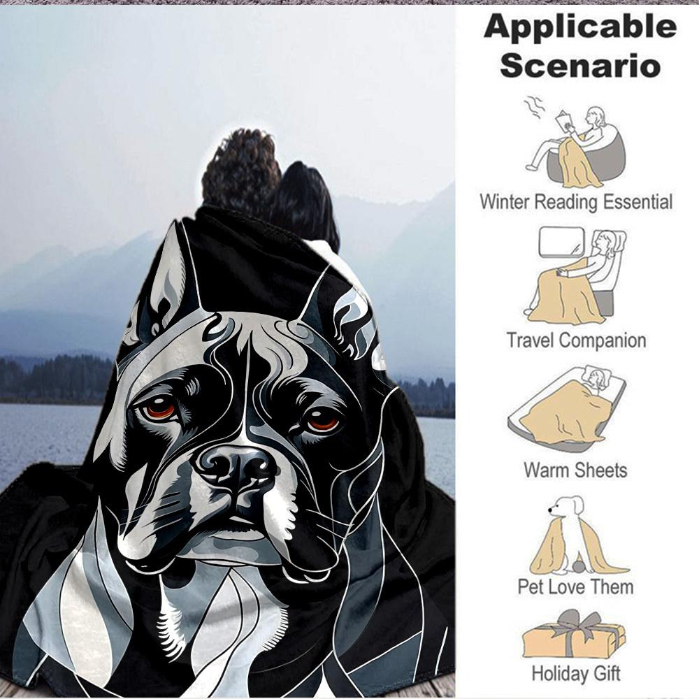 1PC Boston Terrier Print Blanket, Soft Throw Blanket - Warm & Cozy for Couch, Bed, Office, and Travel yy250912164