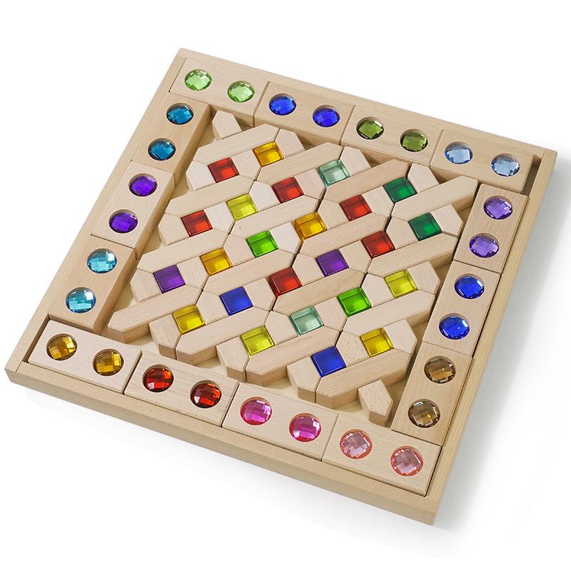 Acrylic crystal gemstone building block rainbow square high transmittance cube children's educational sensory kindergarten toy