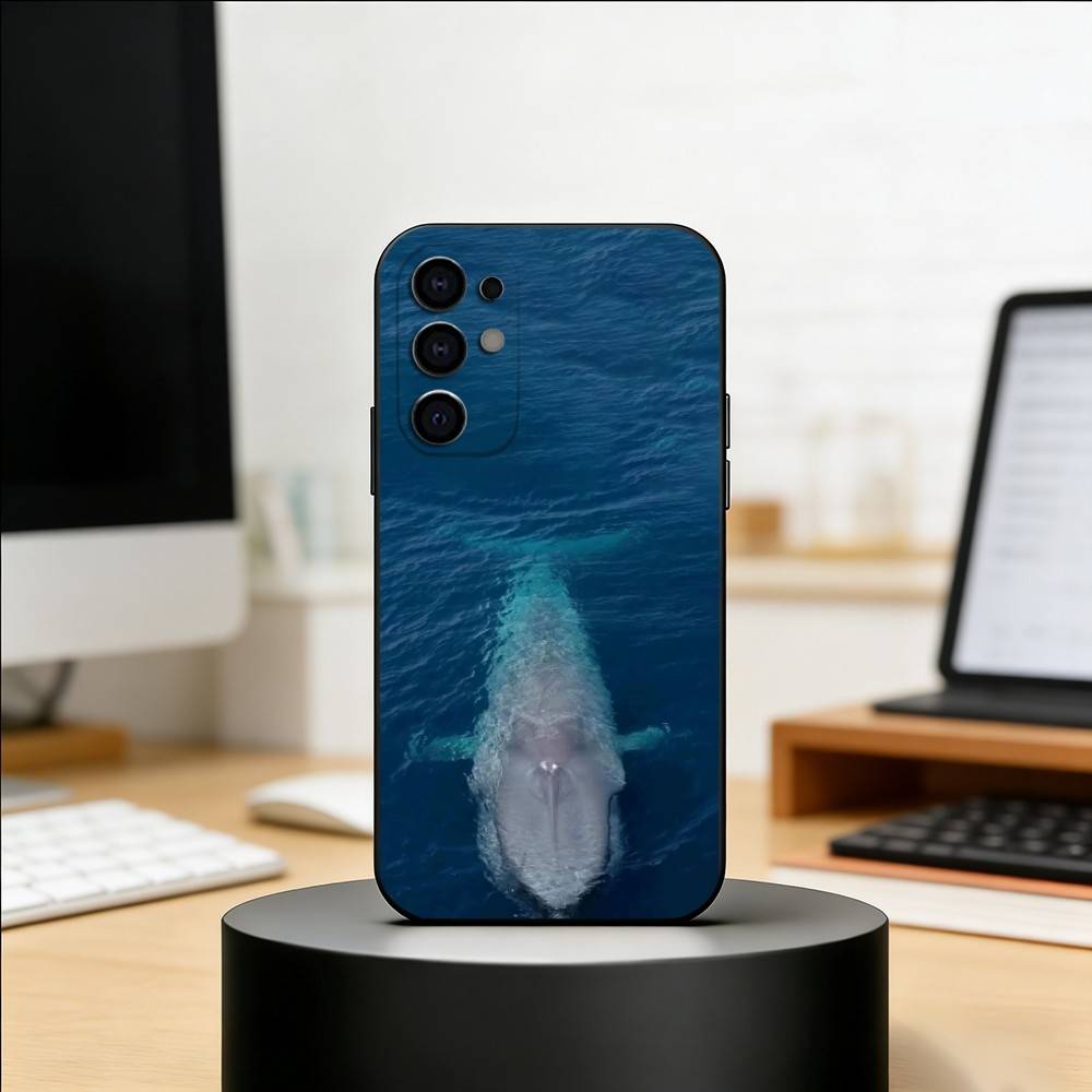 Чехол для телефона 'Синий кит в океане' для Samsung S25, S24, S21, S22, S23, S30, Ultra, S20, Plus, Fe, Lite, Note, 10, Черный чехол