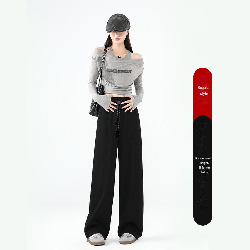 Женские серые широкие спортивные брюки - осень/зима 2024 года, стиль Yunrou Wutong