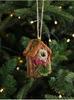 Wooden Birdhouse Pendant with Moss, Bark, Flowers & Grass - Thatch Roof Ornament for Christmas Tree Decoration.