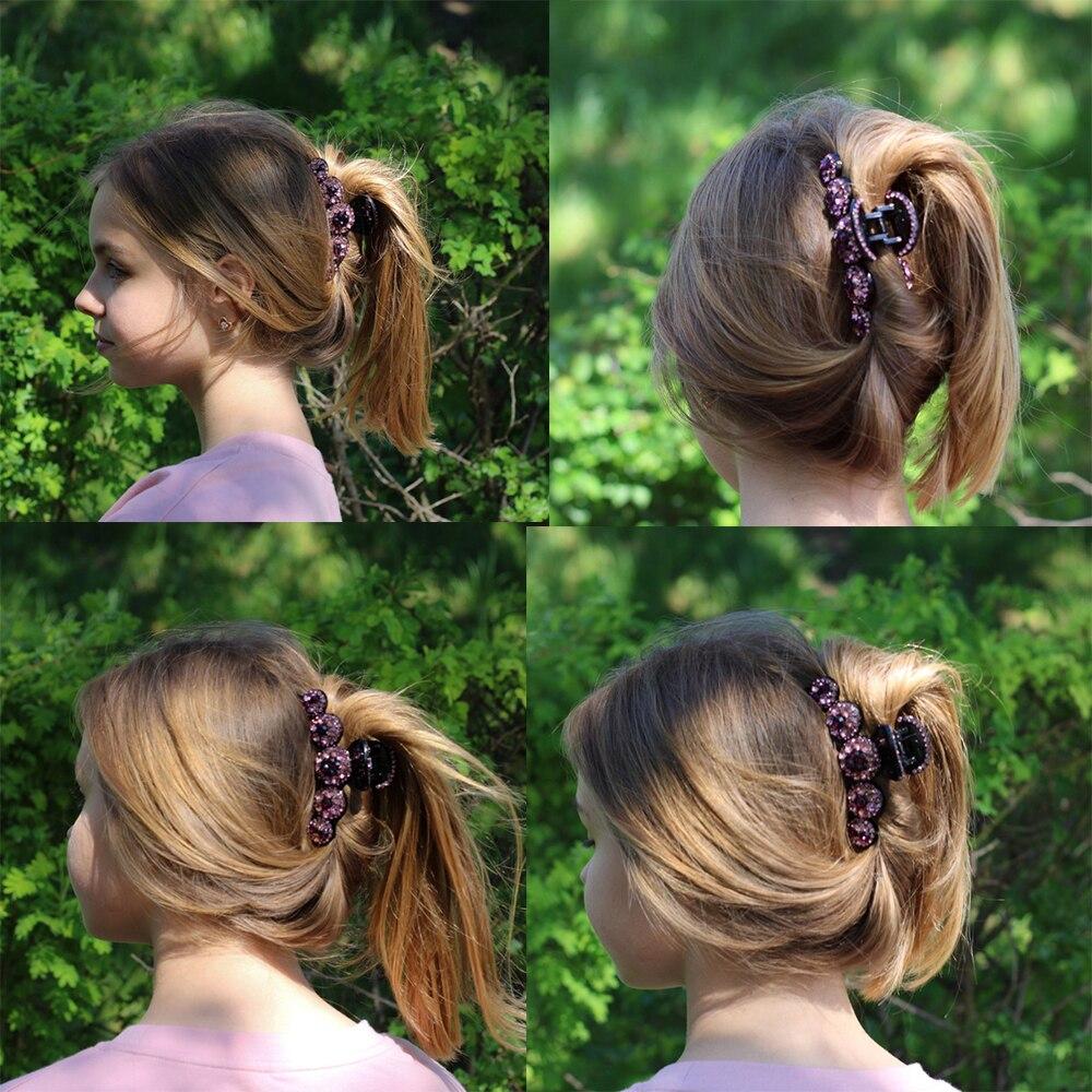 Women Big Rhinestone Hair Claws Crab Hairpins Crystal Hair Clips Barrettes Ponytail Hair Accessories
