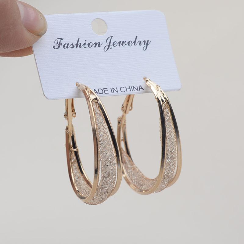 Boho Silver Oval Earrigns Large Hanging Anti Allergy Silver Needle Earrings Hoops Fashionable Circle Design Luxury Earrings